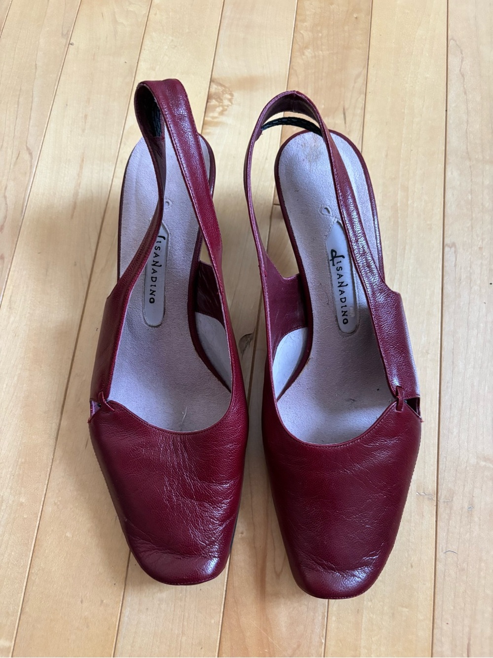 Burgundy Lisa Nading Leather Slingback Heels - Size 9